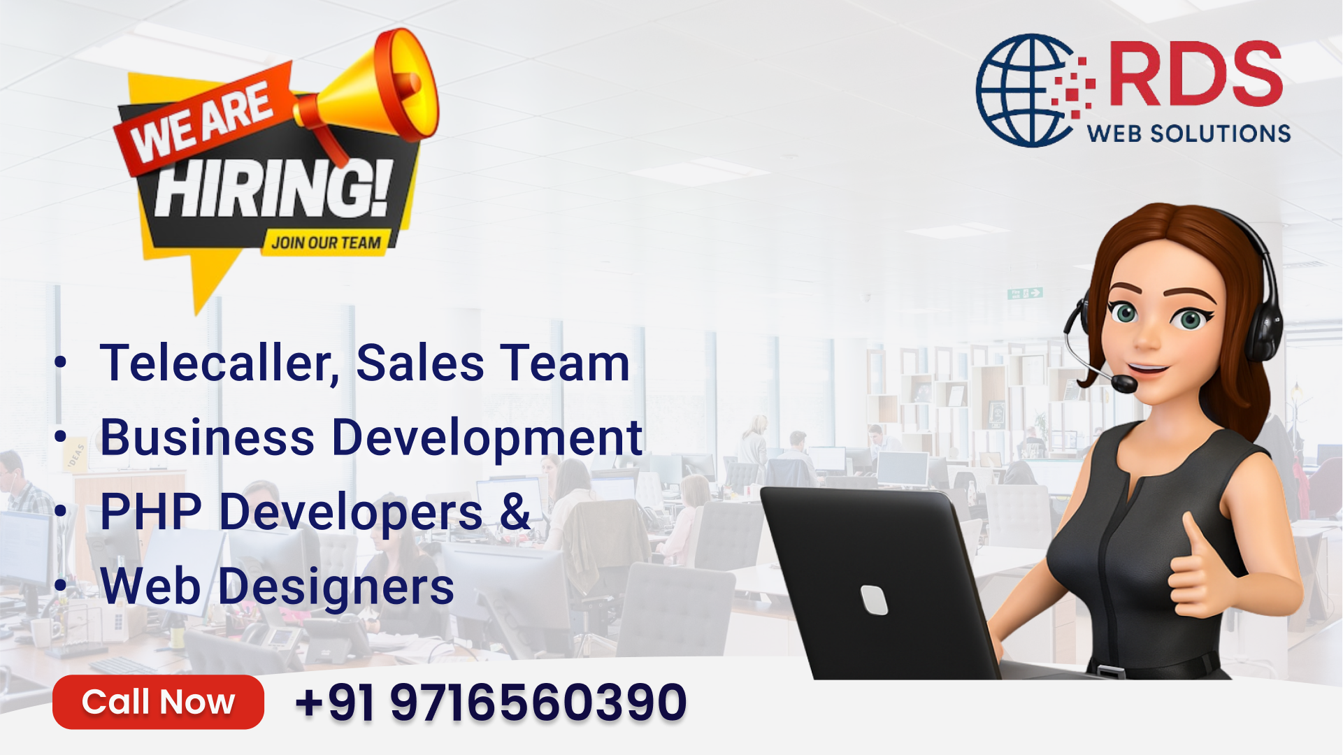 Careers at RDS WEB SOLUTIONS | Hiring Telecallers, Sales Team, PHP Developers & Web Designers in Noida
